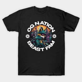 OG Nation Beast Fam Fox | Urban Streetwear Animals T-Shirt